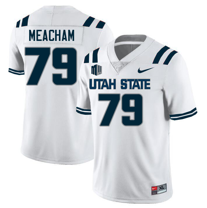 Utah State Aggies #79 Wade Meacham College Football Jerseys Stitched Sale-White